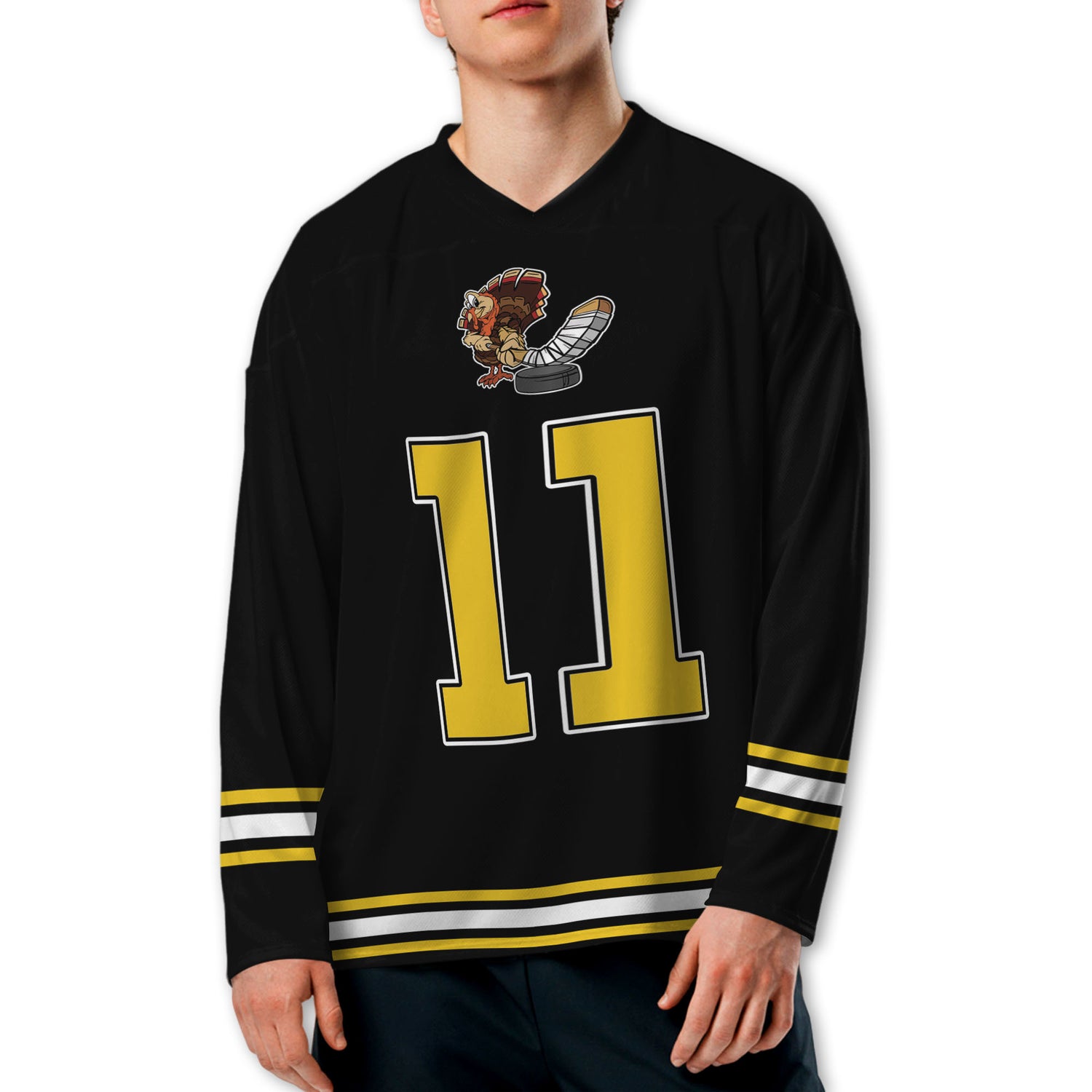 personalize-hockey-jersey-thanksgiving-black-yellow-nda54-9945
