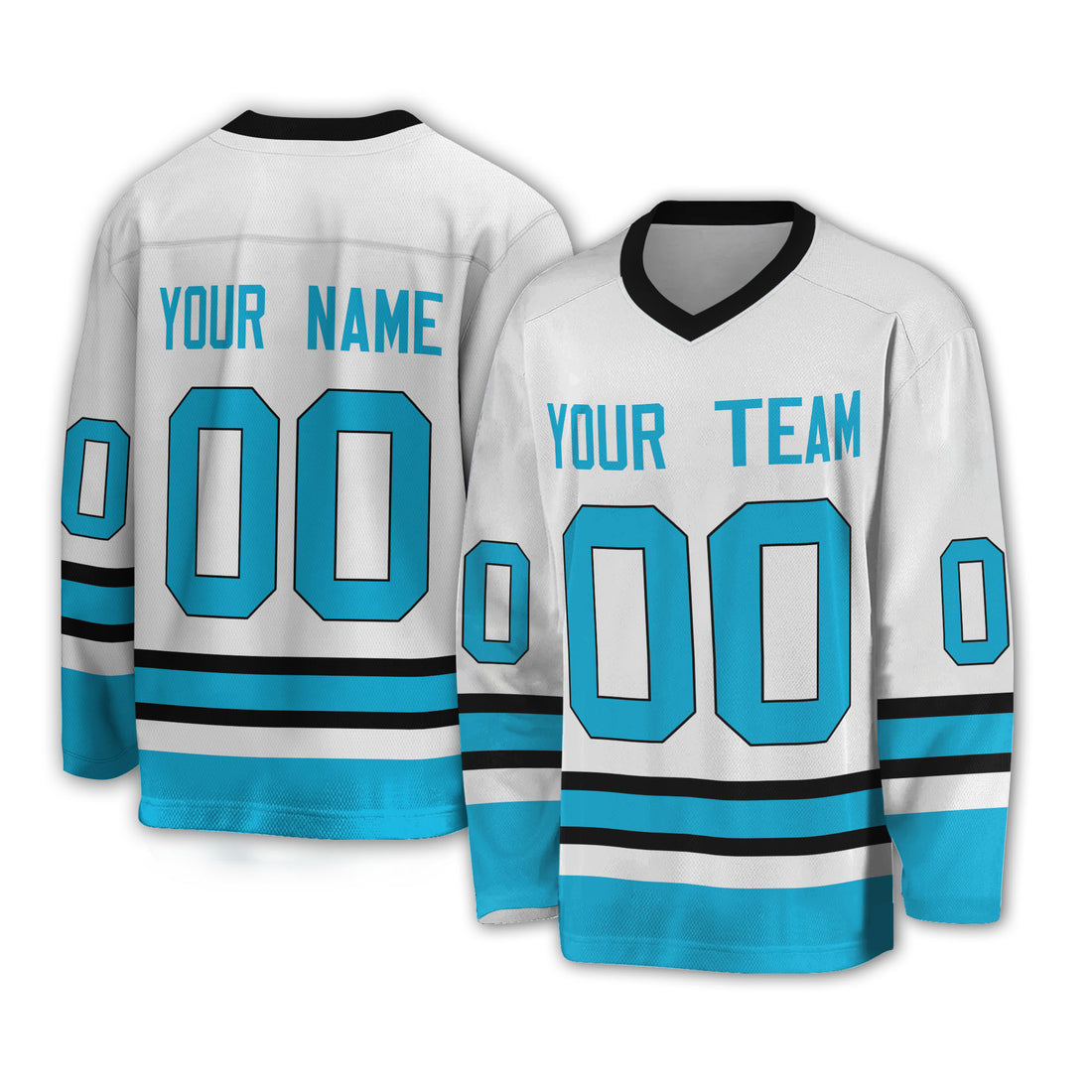 Personalize Hockey Sport Awesome White Cyan NDA05