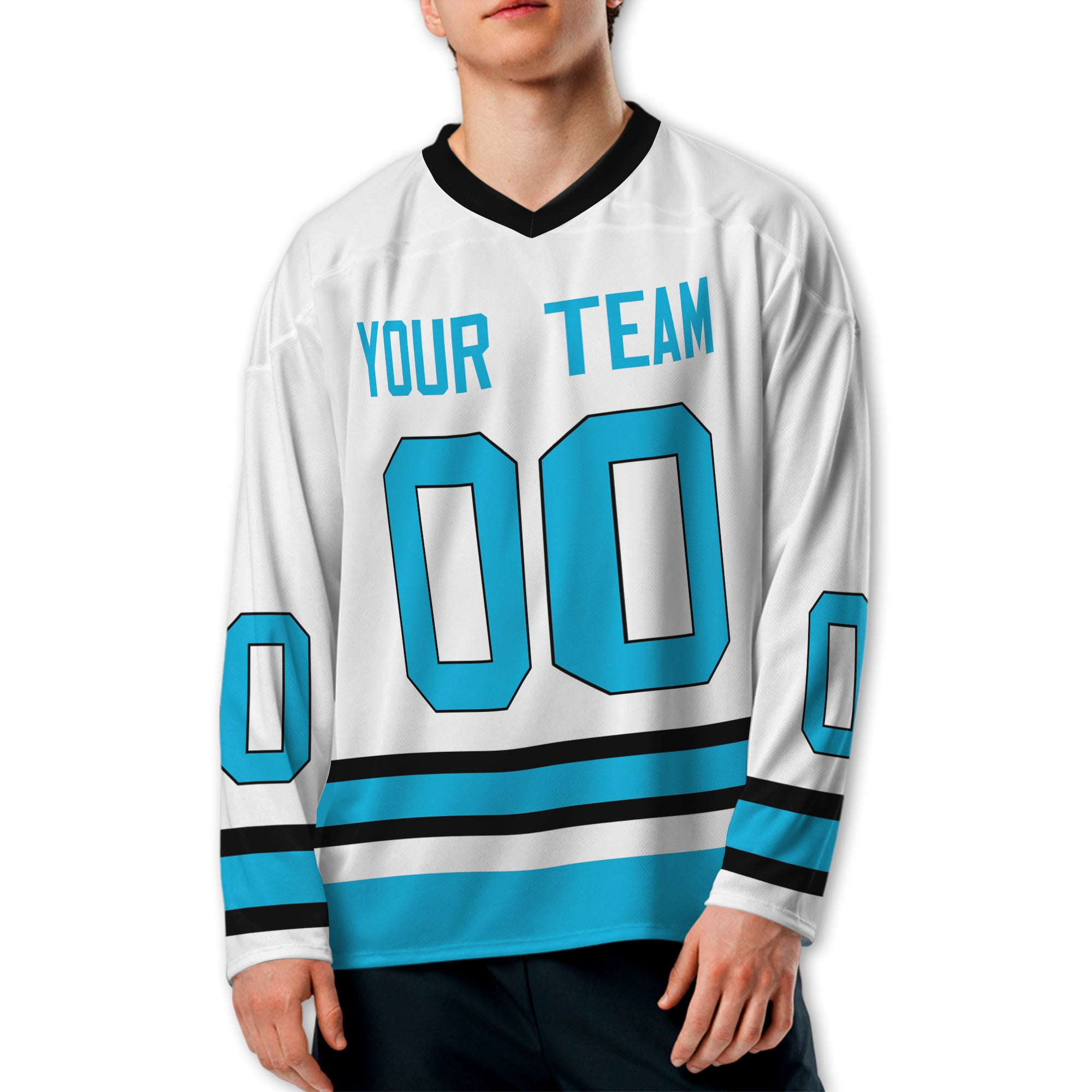 Personalize Hockey Sport Awesome White Cyan NDA05
