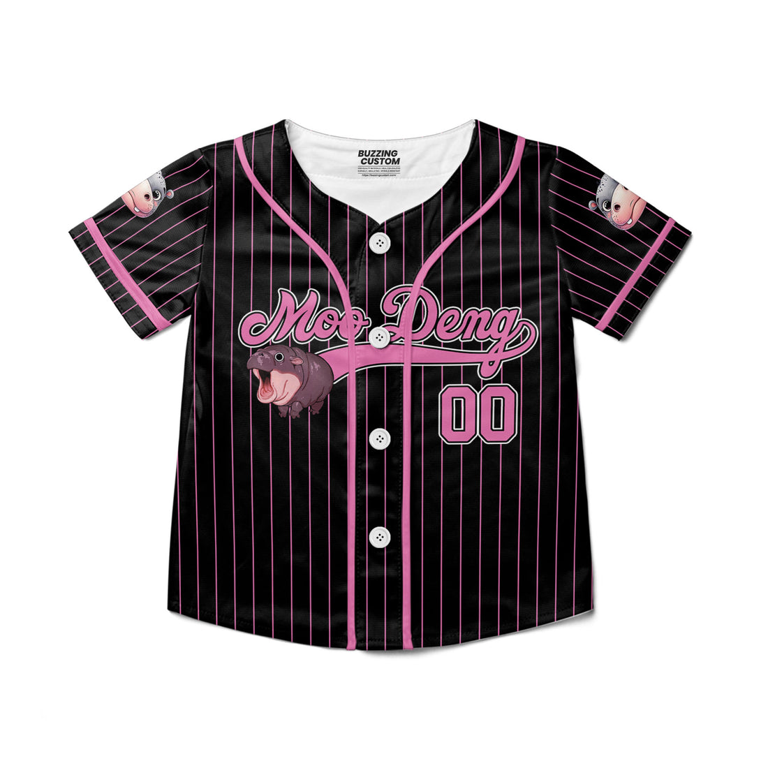 personalize-moo-deng-cute-striped-black-pink-baseball-jersey-i2-7058