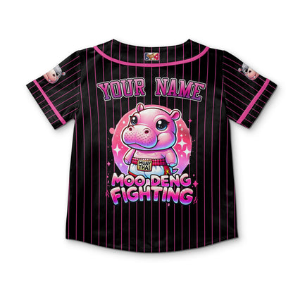 personalize-moo-deng-fighting-cute-striped-black-pink-baseball-jersey-i2-6694