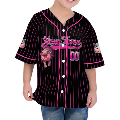 personalize-moo-deng-fighting-cute-striped-black-pink-baseball-jersey-i2-6694