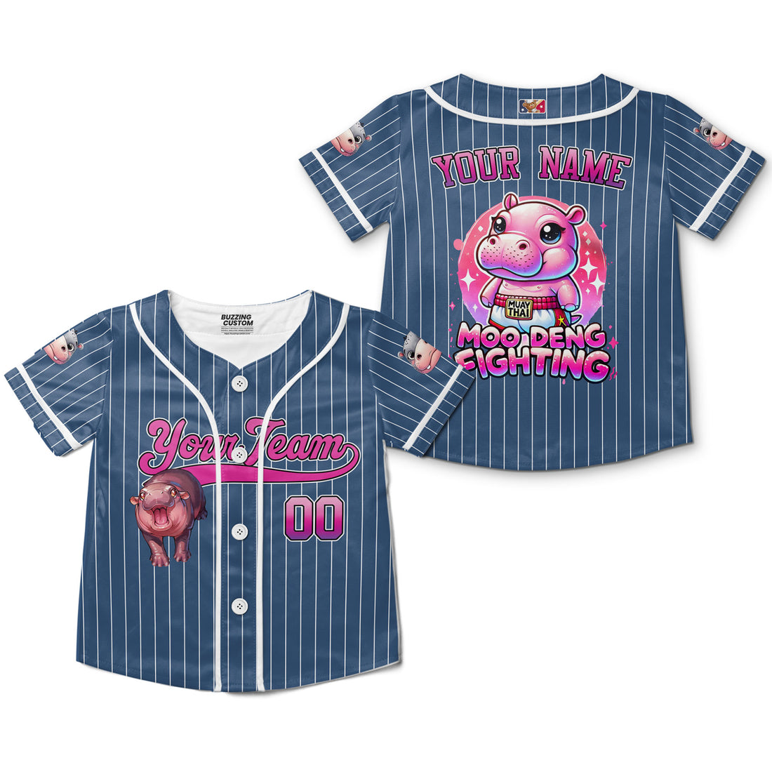 personalize-moo-deng-fighting-cute-striped-navy-pink-baseball-jersey-i2-5830