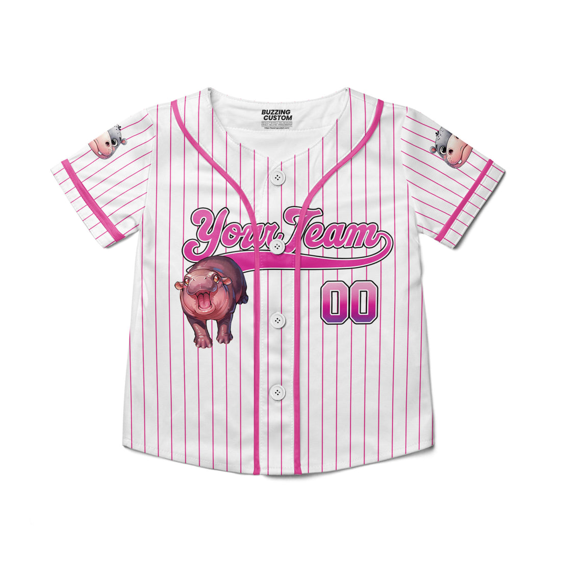 personalize-moo-deng-fighting-cute-striped-white-pink-baseball-jersey-i2-9373