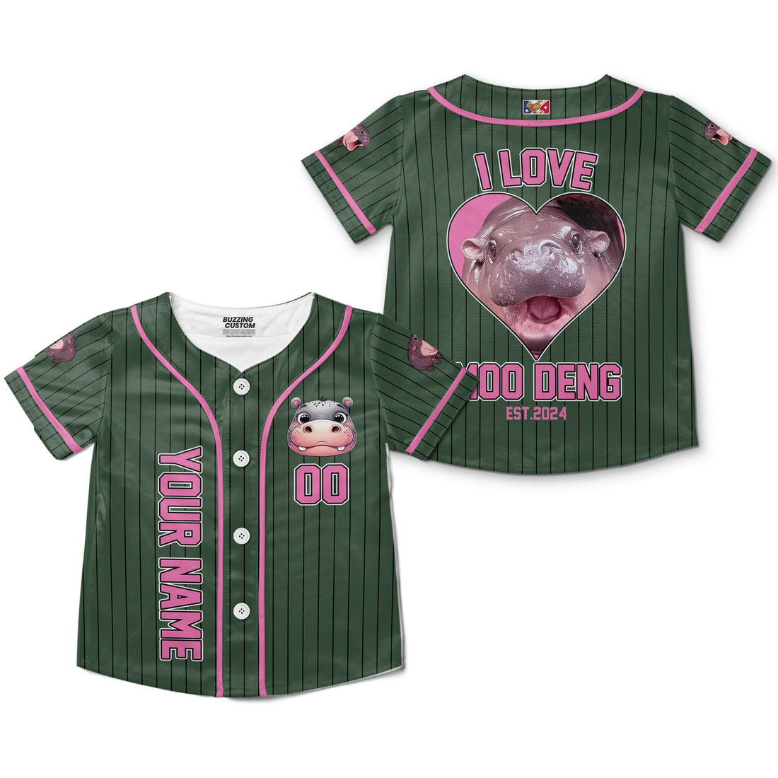 personalize-moo-deng-i-love-moo-deng-forest-green-striped-baseball-jersey-i2-3940