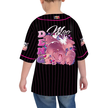 personalize-moo-deng-vintage-bootleg-funny-black-pink-striped-baseball-jersey-i2-2332