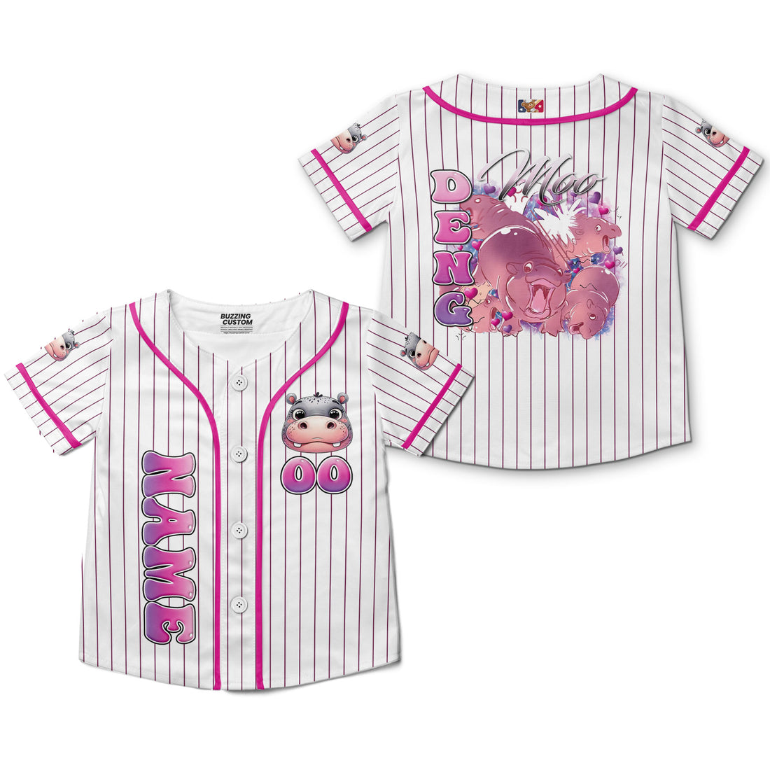 personalize-moo-deng-vintage-bootleg-funny-white-pink-striped-baseball-jersey-i2-7621