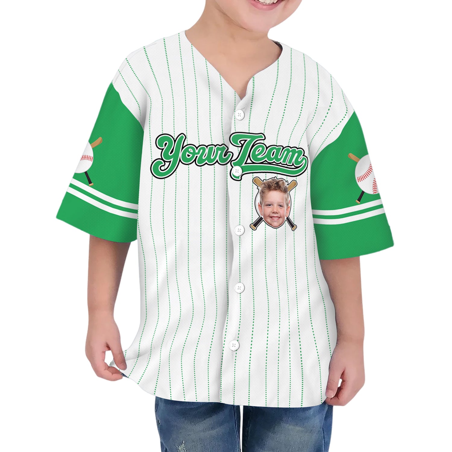 personalize-kid-pinstriped-custom-face-awesome-green-baseball-jersey-pa31-2881