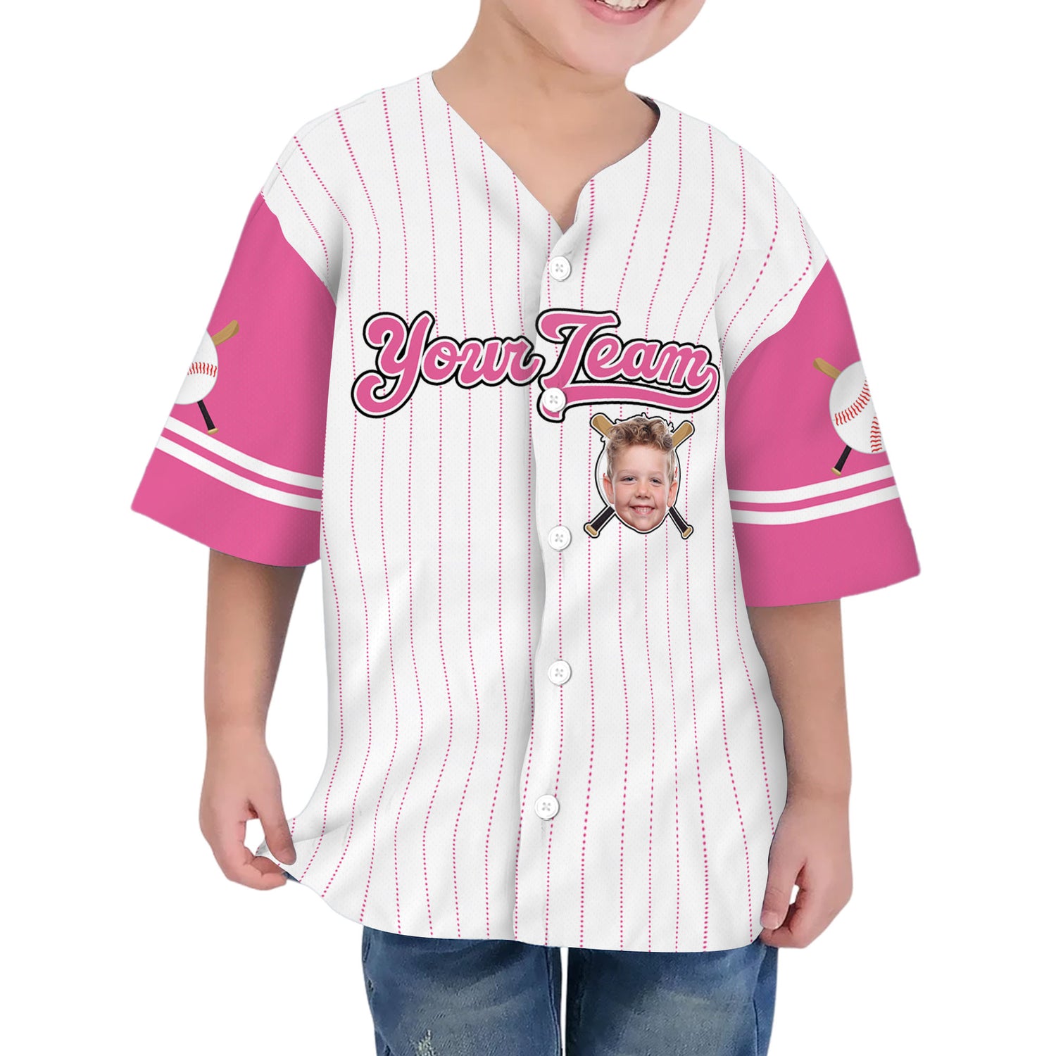 personalize-kid-pinstriped-custom-face-awesome-pink-baseball-jersey-pa31-4802