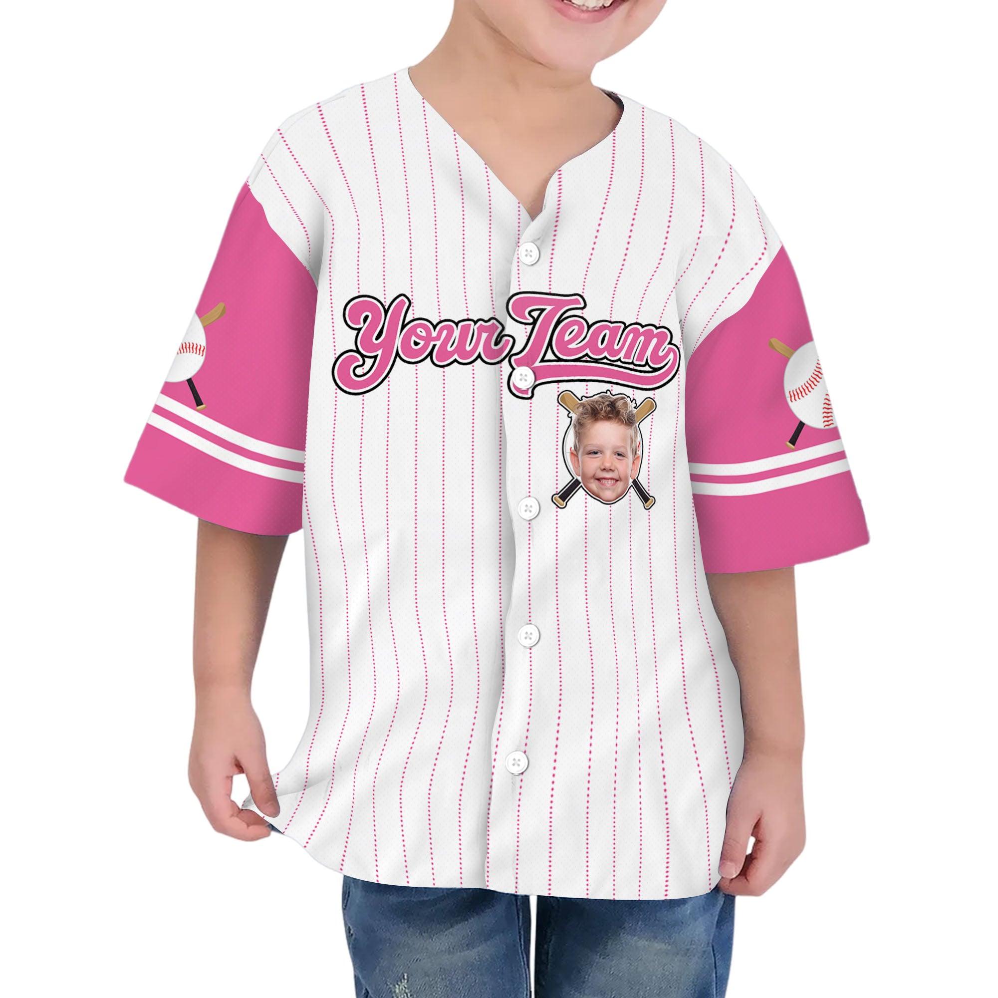 personalize-kid-pinstriped-custom-face-awesome-pink-baseball-jersey-pa31-4802