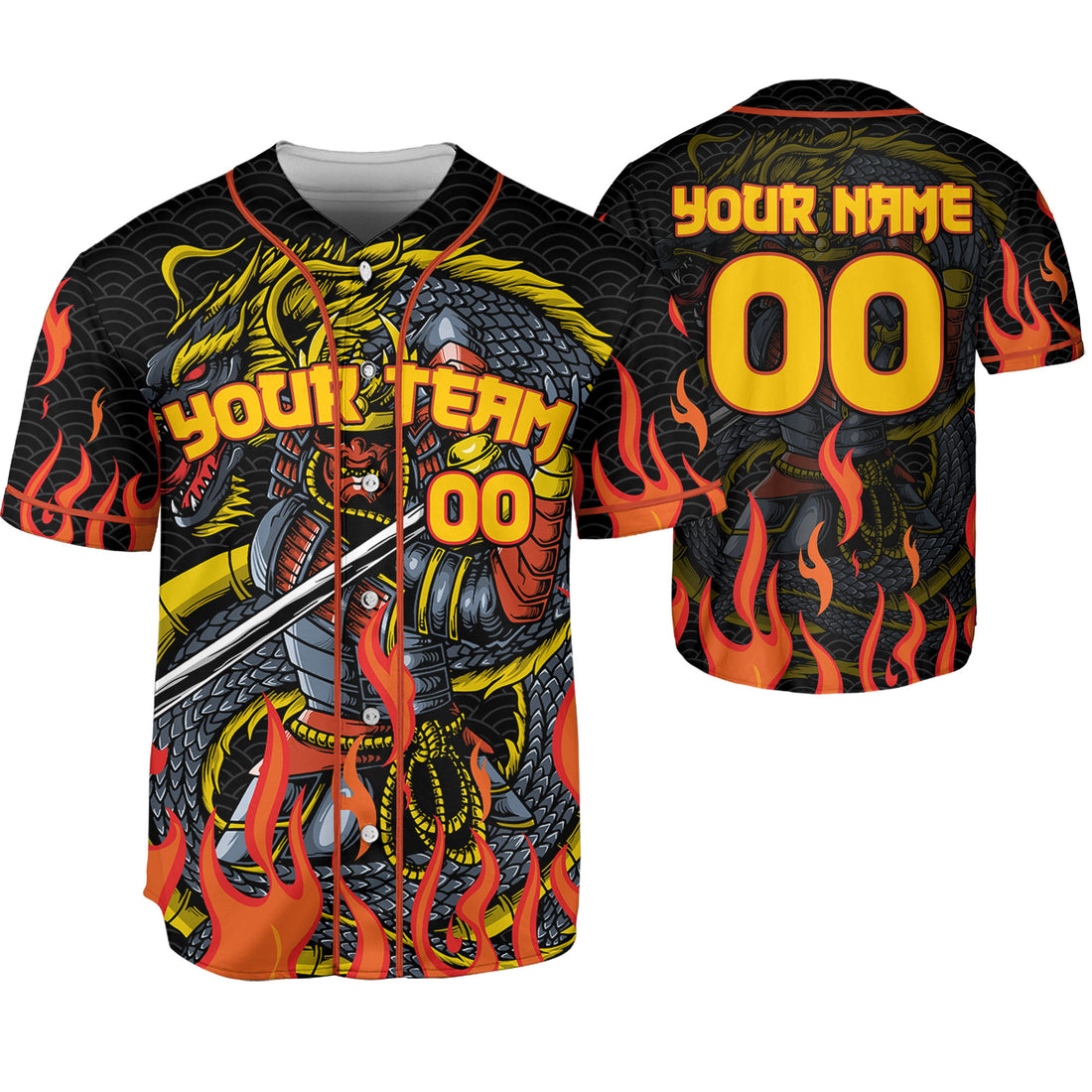 Custom Baseball Samurai Holding Katana With Dragon Awesome Black