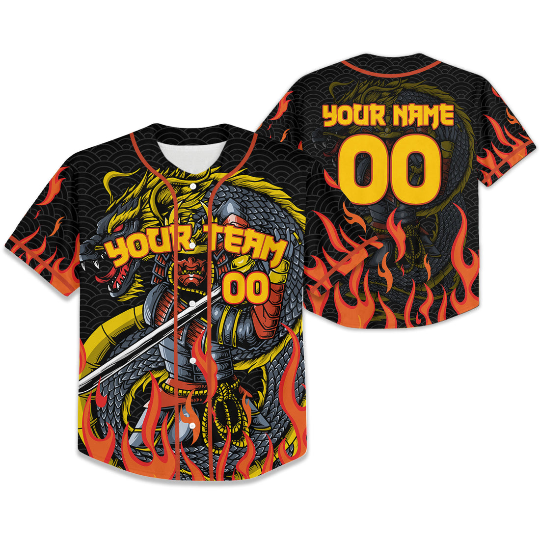 Custom Baseball Samurai Holding Katana With Dragon Awesome Black