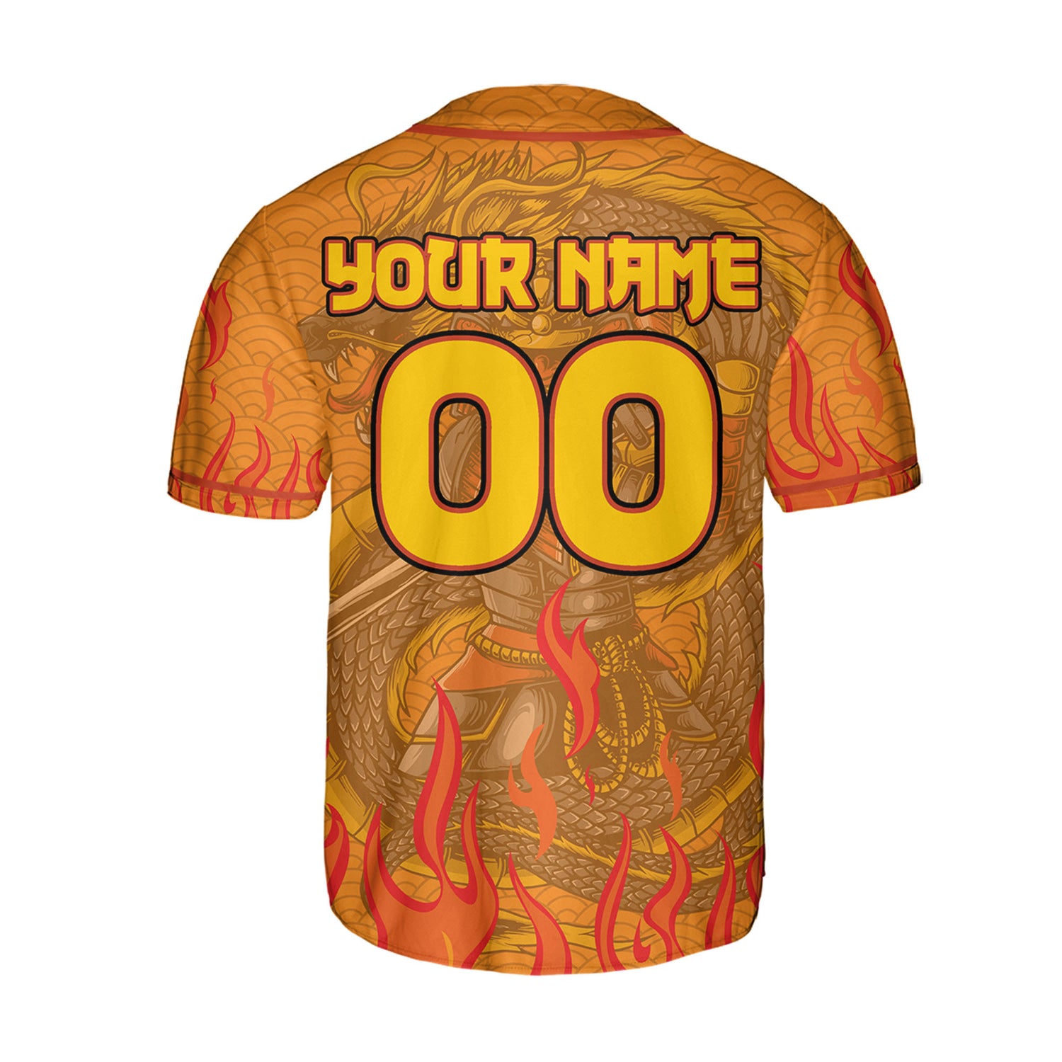 Custom Baseball Samurai Holding Katana With Dragon Awesome Orange