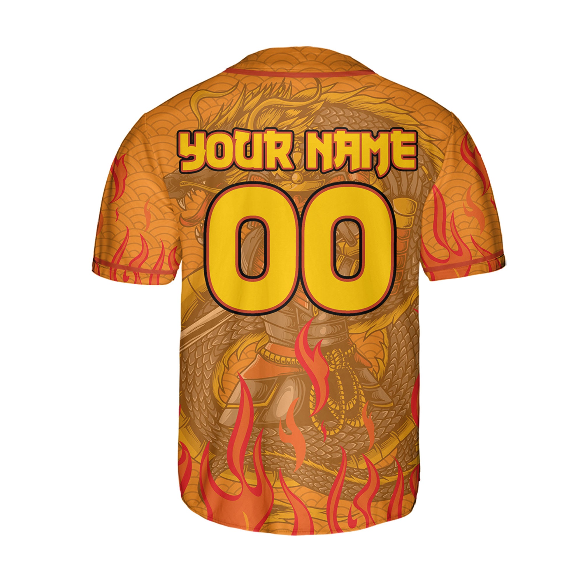 Custom Baseball Samurai Holding Katana With Dragon Awesome Orange