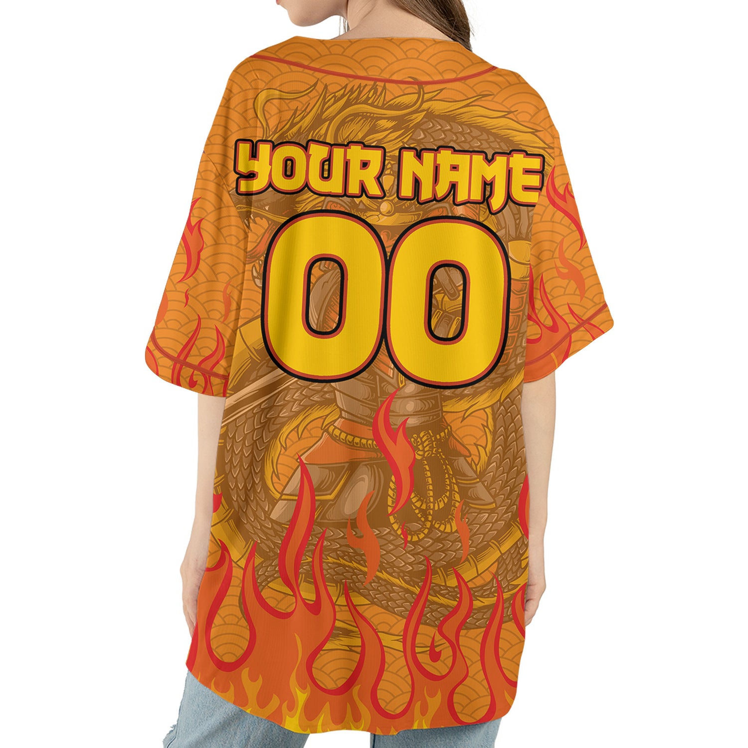 Custom Baseball Samurai Holding Katana With Dragon Awesome Orange