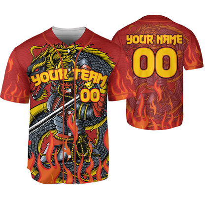 Custom Baseball Samurai Holding Katana With Dragon Awesome Red