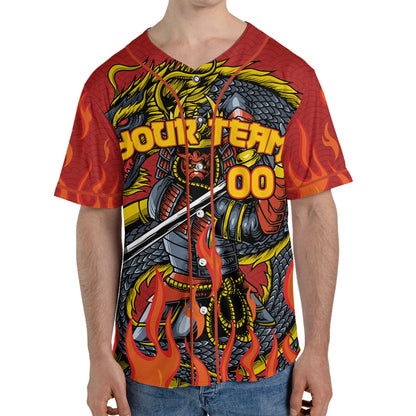 Custom Baseball Samurai Holding Katana With Dragon Awesome Red