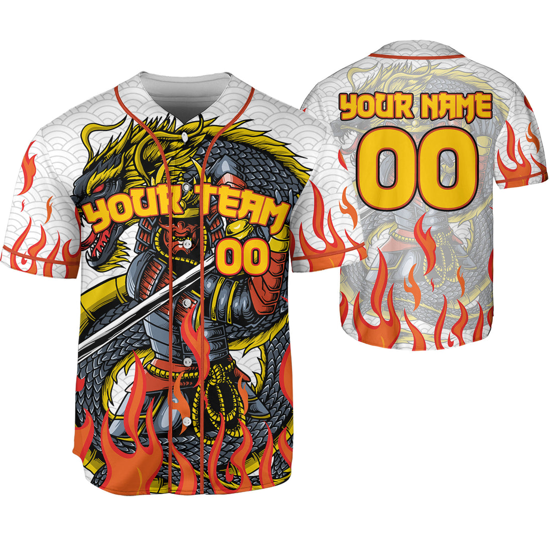 Custom Baseball Samurai Holding Katana With Dragon Awesome White