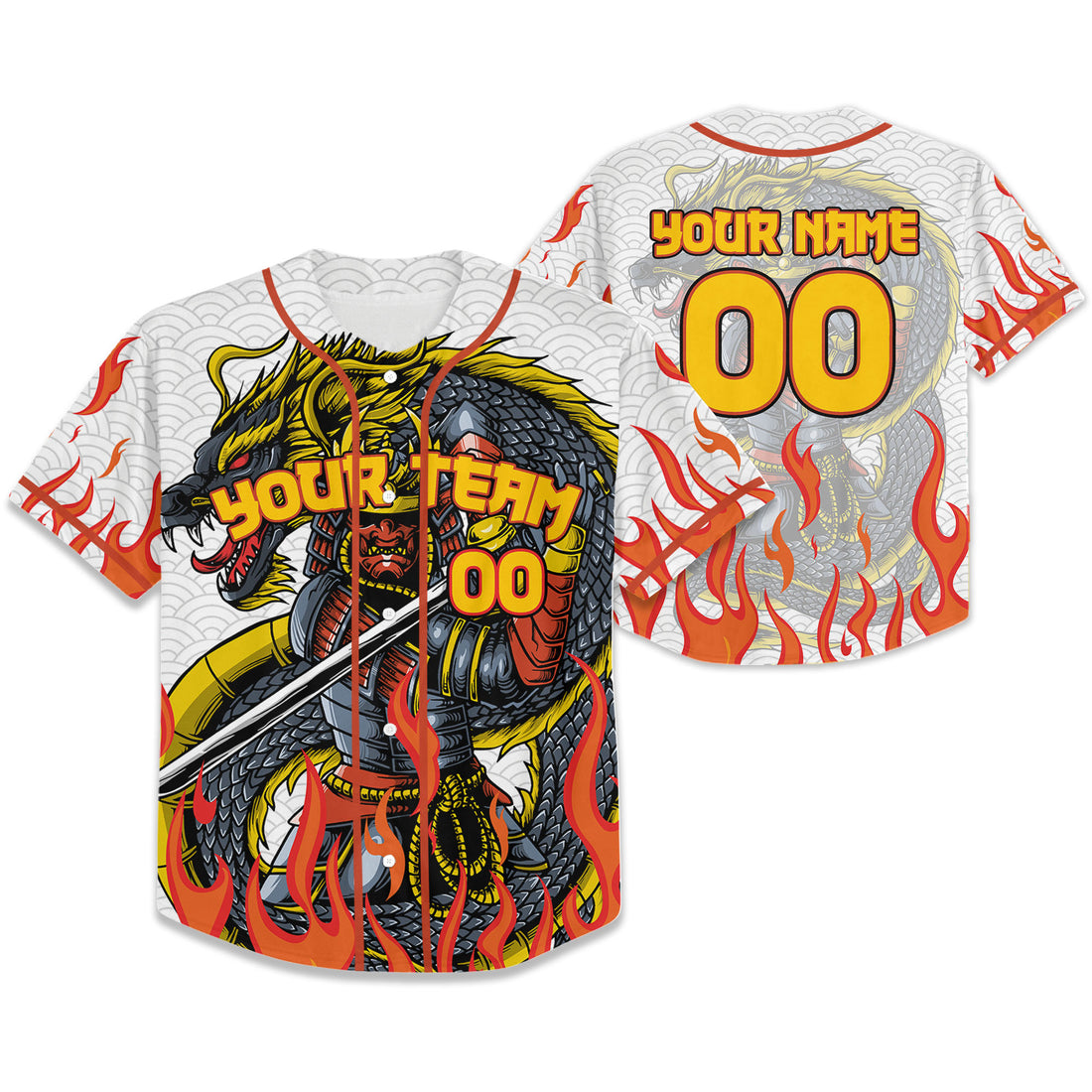 Custom Baseball Samurai Holding Katana With Dragon Awesome White