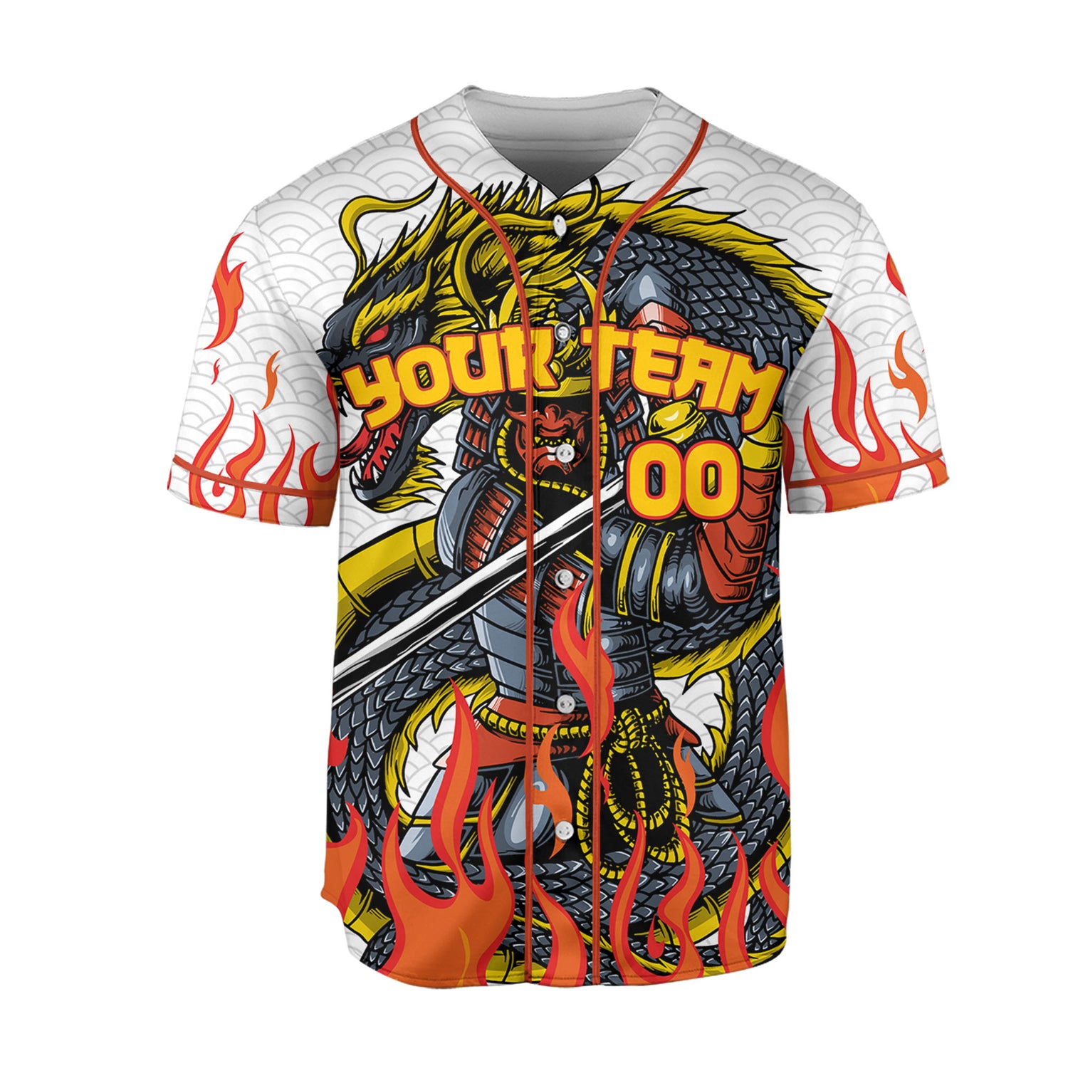 Custom Baseball Samurai Holding Katana With Dragon Awesome White