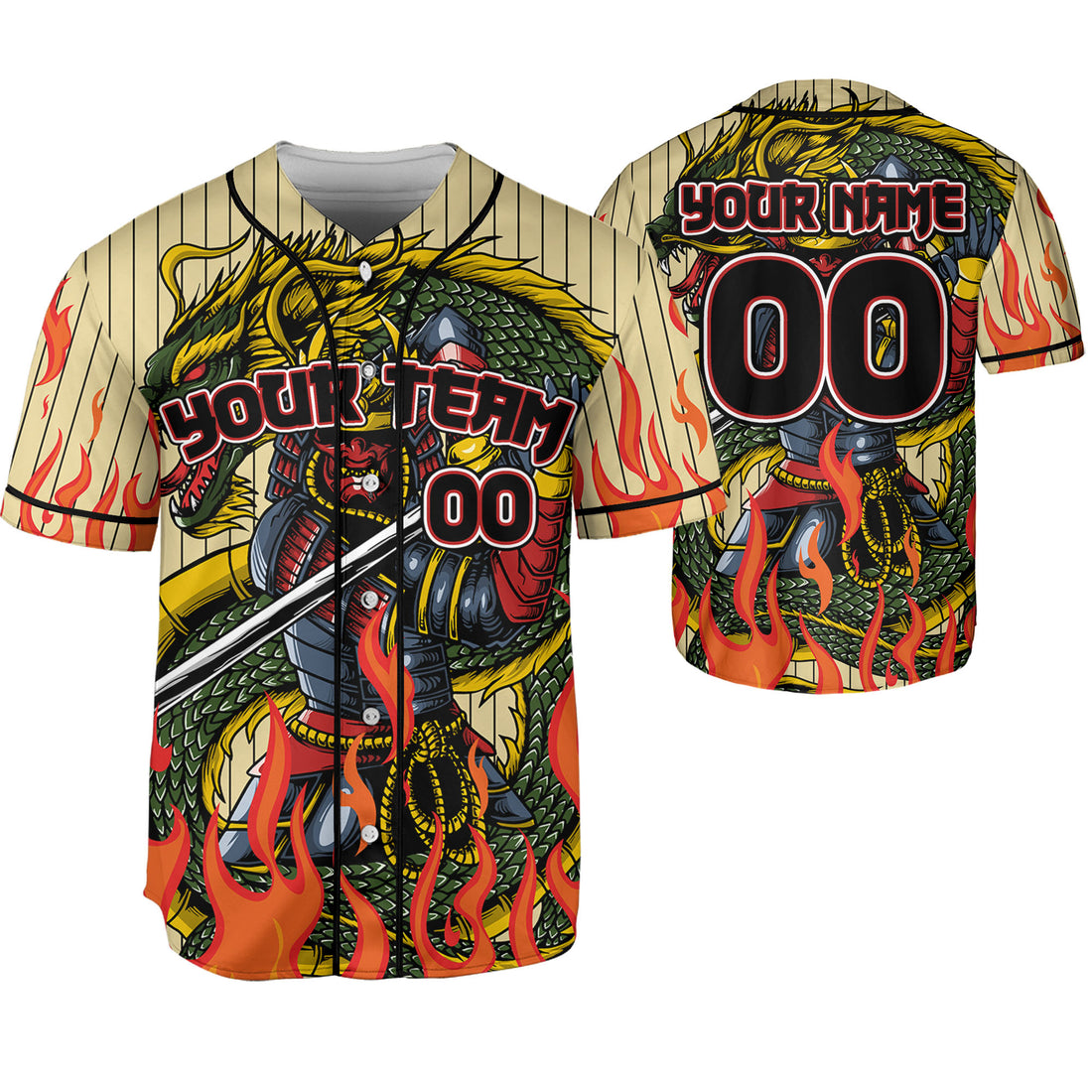 Custom Baseball Striped Samurai Holding Katana With Dragon Sand