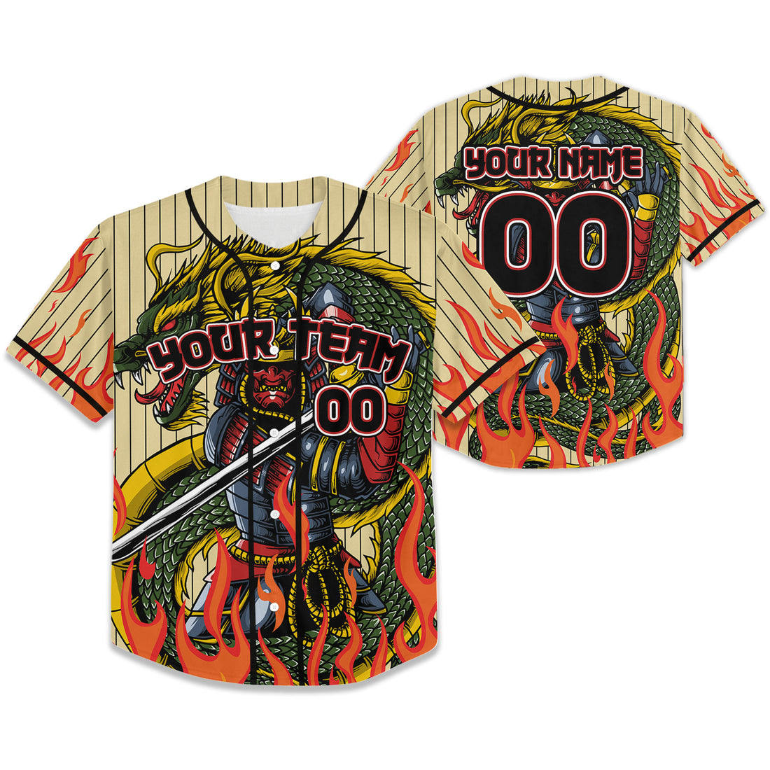Custom Baseball Striped Samurai Holding Katana With Dragon Sand