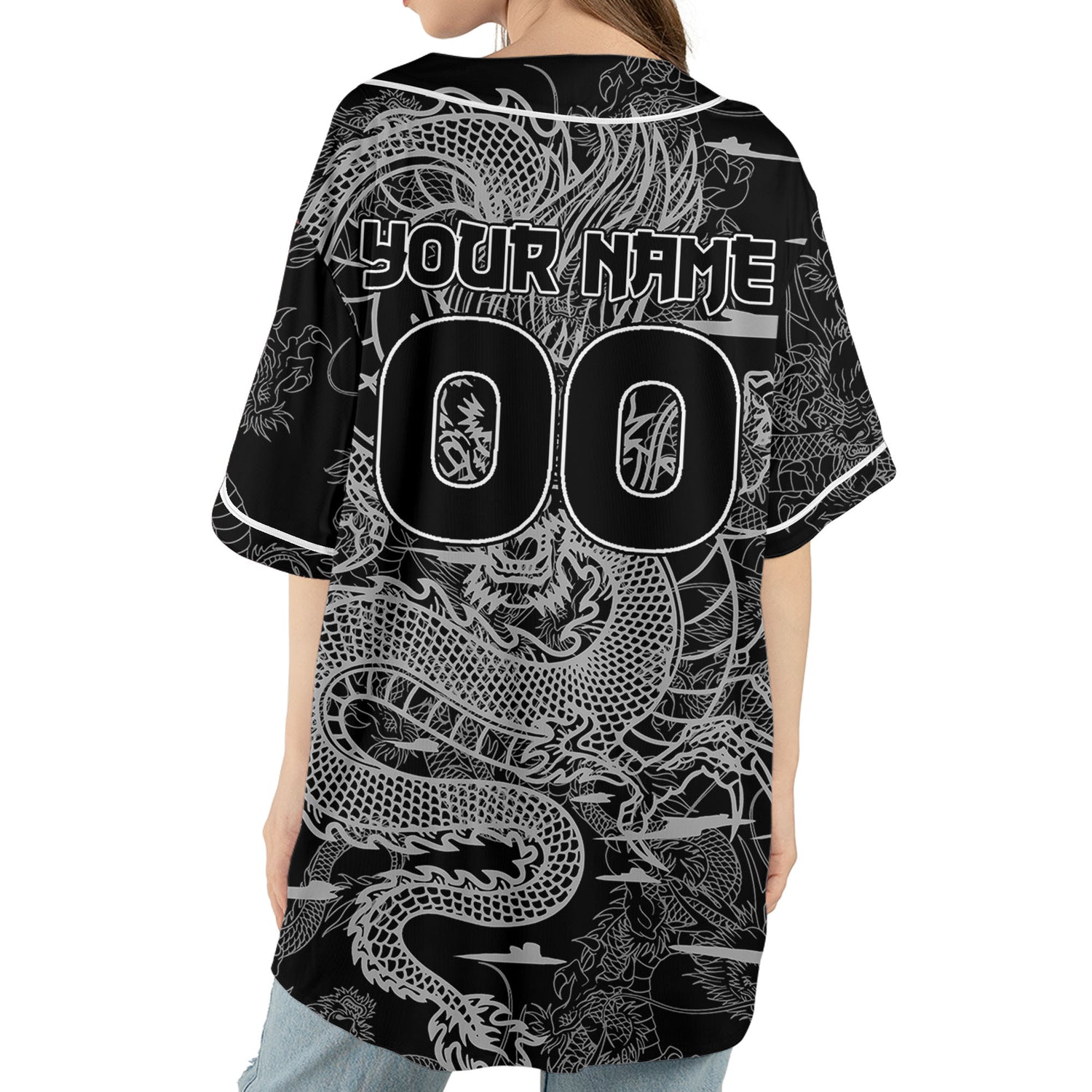 Personalize-Team-And-Name-Seamless-Dragon-Texture-Black-Baseball-Jersey