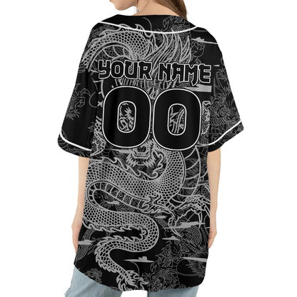 Personalize-Team-And-Name-Seamless-Dragon-Texture-Black-Baseball-Jersey