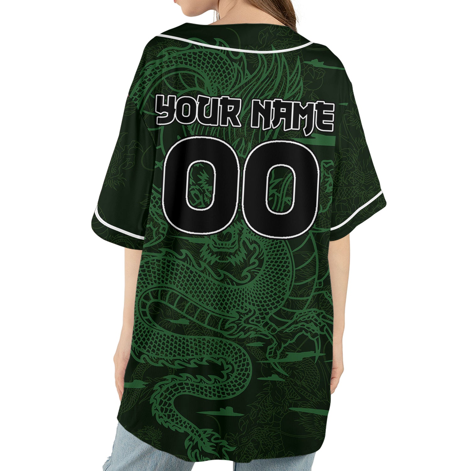 Personalize-Team-And-Name-Seamless-Dragon-Texture-Green-Baseball-Jersey