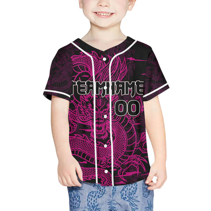 Personalize-Team-And-Name-Seamless-Dragon-Texture-Pink-Baseball-Jersey