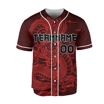 Personalize-Team-And-Name-Seamless-Dragon-Texture-Red-Baseball-Jersey