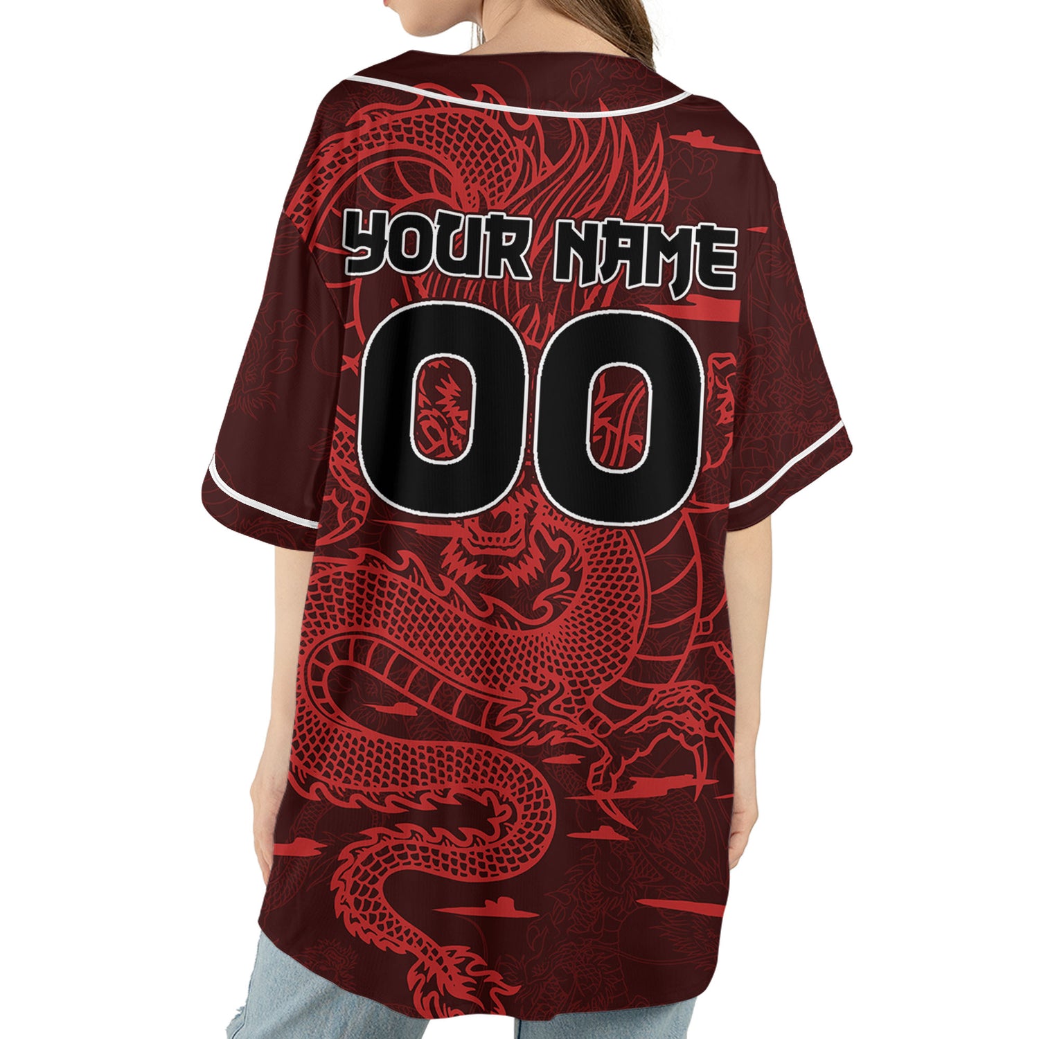 Personalize-Team-And-Name-Seamless-Dragon-Texture-Red-Baseball-Jersey