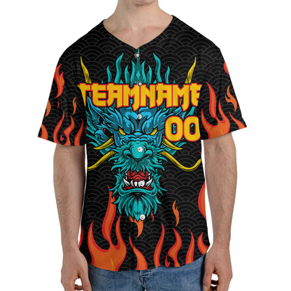 Personalize-Team-Name-And-Number-Dragon-Head-Blue-Baseball-Jersey