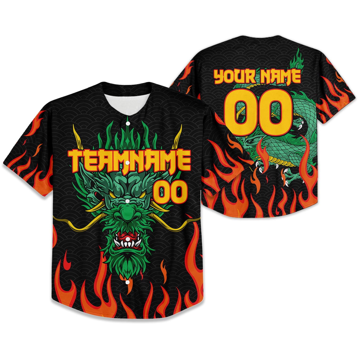 Personalize-Team-Name-And-Number-Dragon-Head-Green-Baseball-Jersey