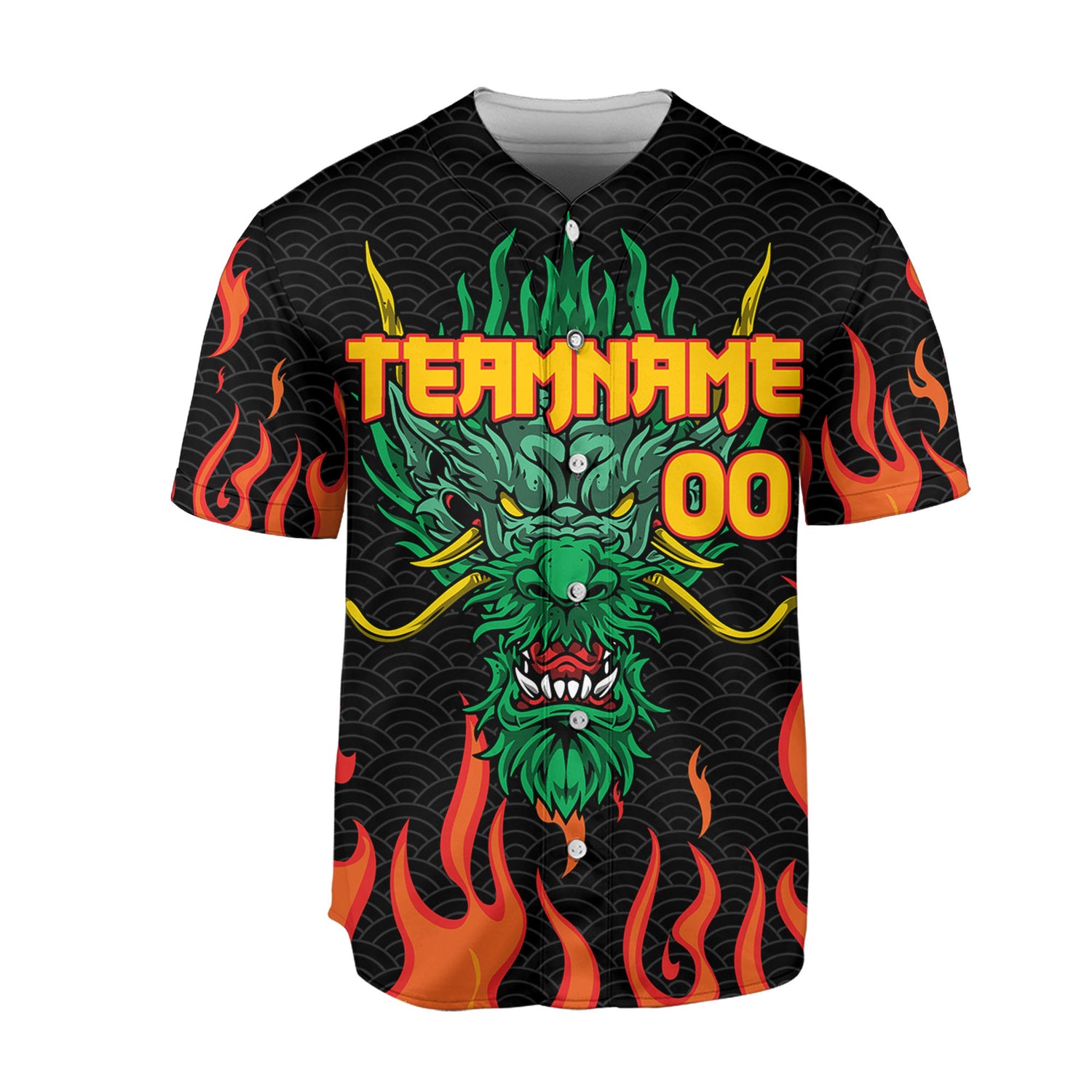 Personalize-Team-Name-And-Number-Dragon-Head-Green-Baseball-Jersey