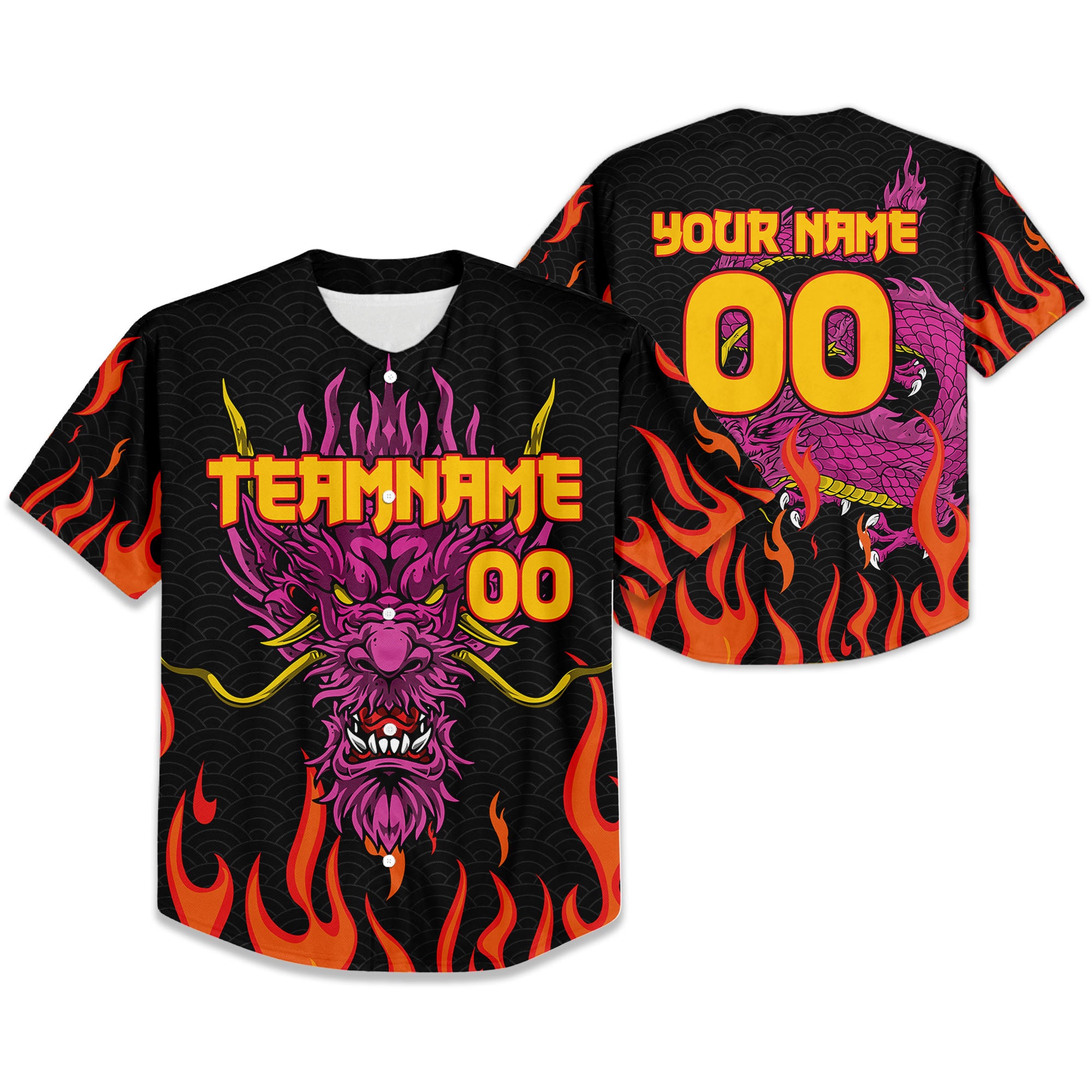 Personalize-Team-Name-And-Number-Dragon-Head-Pink-Baseball-Jersey