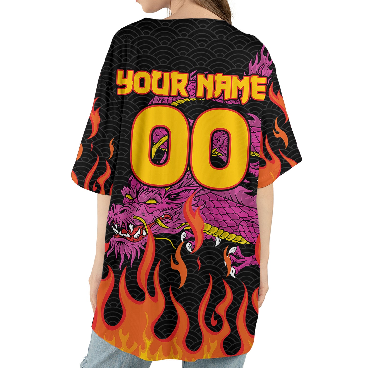 Personalize-Team-Name-And-Number-Dragon-Head-Pink-Baseball-Jersey