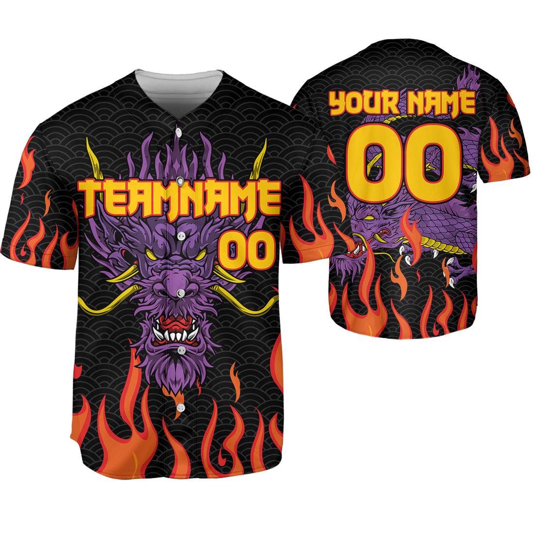 Personalize-Team-Name-And-Number-Dragon-Head-Purple-Baseball-Jersey