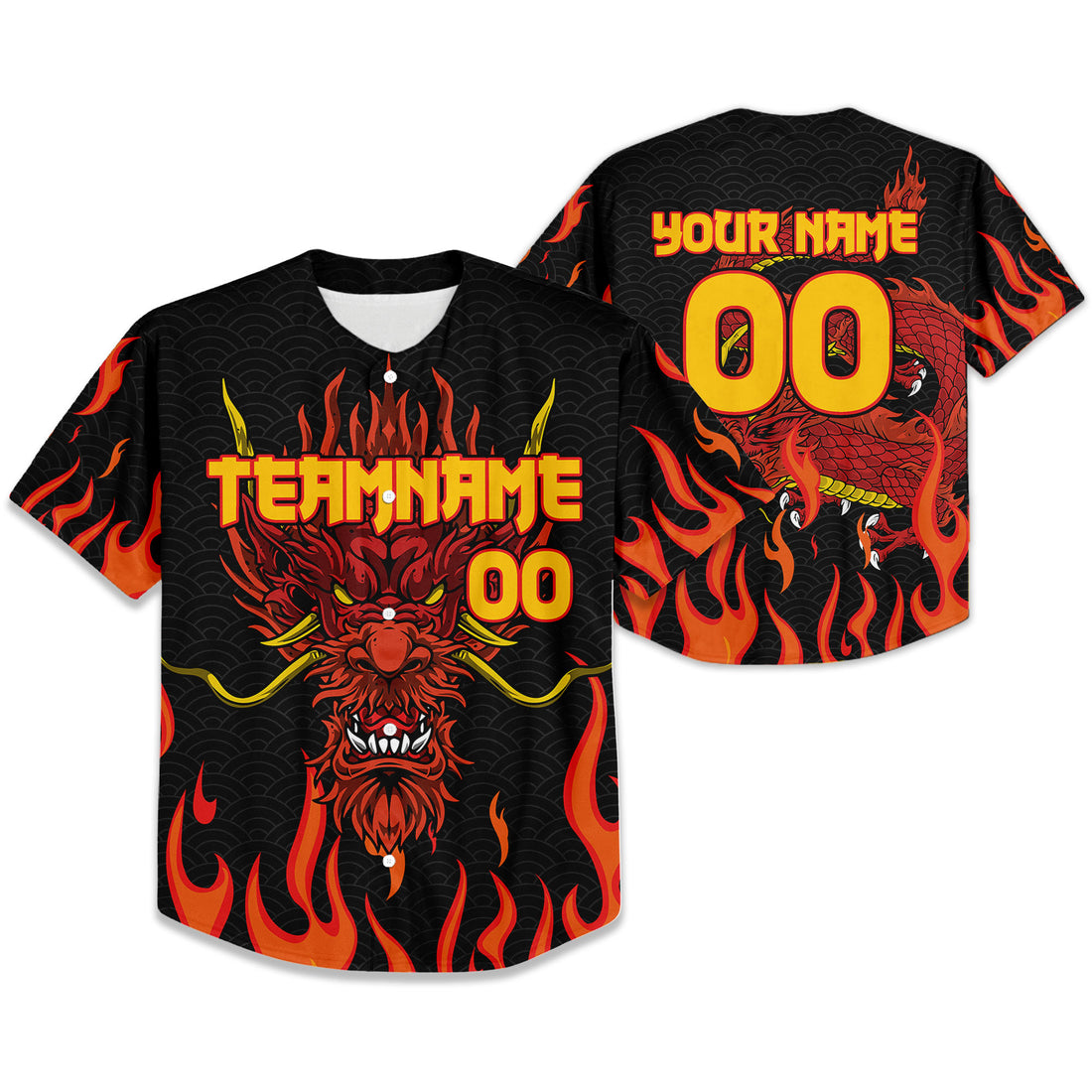 Personalize-Team-Name-And-Number-Dragon-Head-Red-Baseball-Jersey