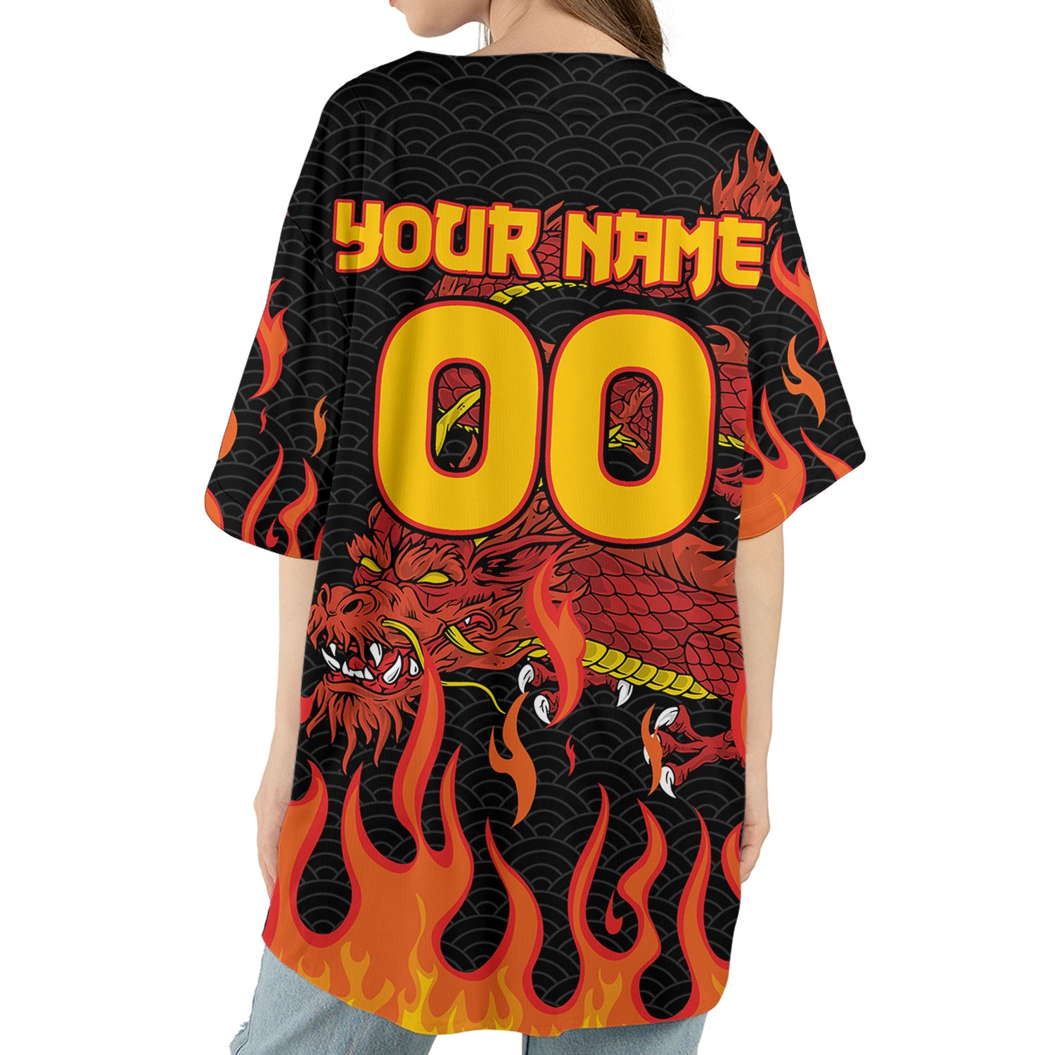 Personalize-Team-Name-And-Number-Dragon-Head-Red-Baseball-Jersey