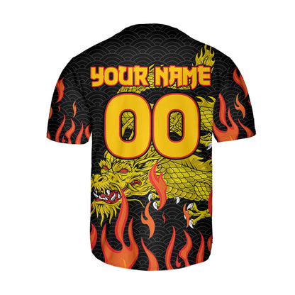 Personalize-Team-Name-And-Number-Dragon-Head-Yellow-Baseball-Jersey