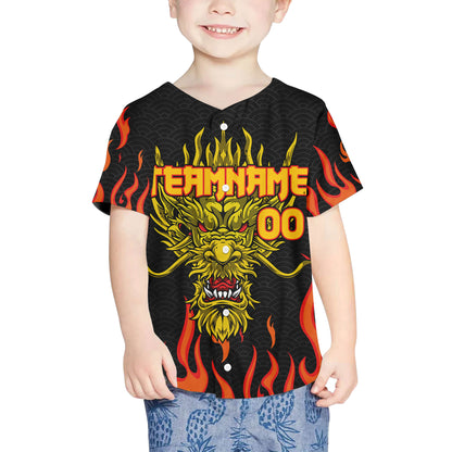 Personalize-Team-Name-And-Number-Dragon-Head-Yellow-Baseball-Jersey