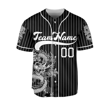 Personalize-Team-Name-And-Number-Dragon-Striped-Baseball-Cool-Sport-Black