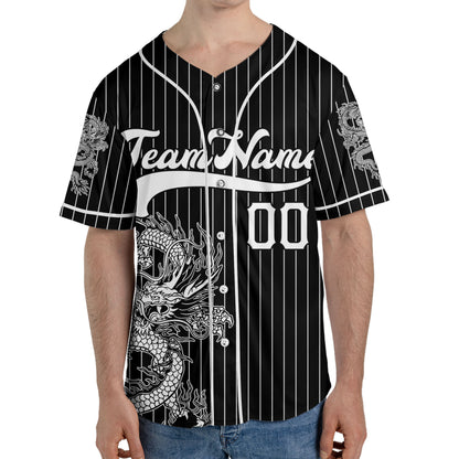 Personalize-Team-Name-And-Number-Dragon-Striped-Baseball-Cool-Sport-Black