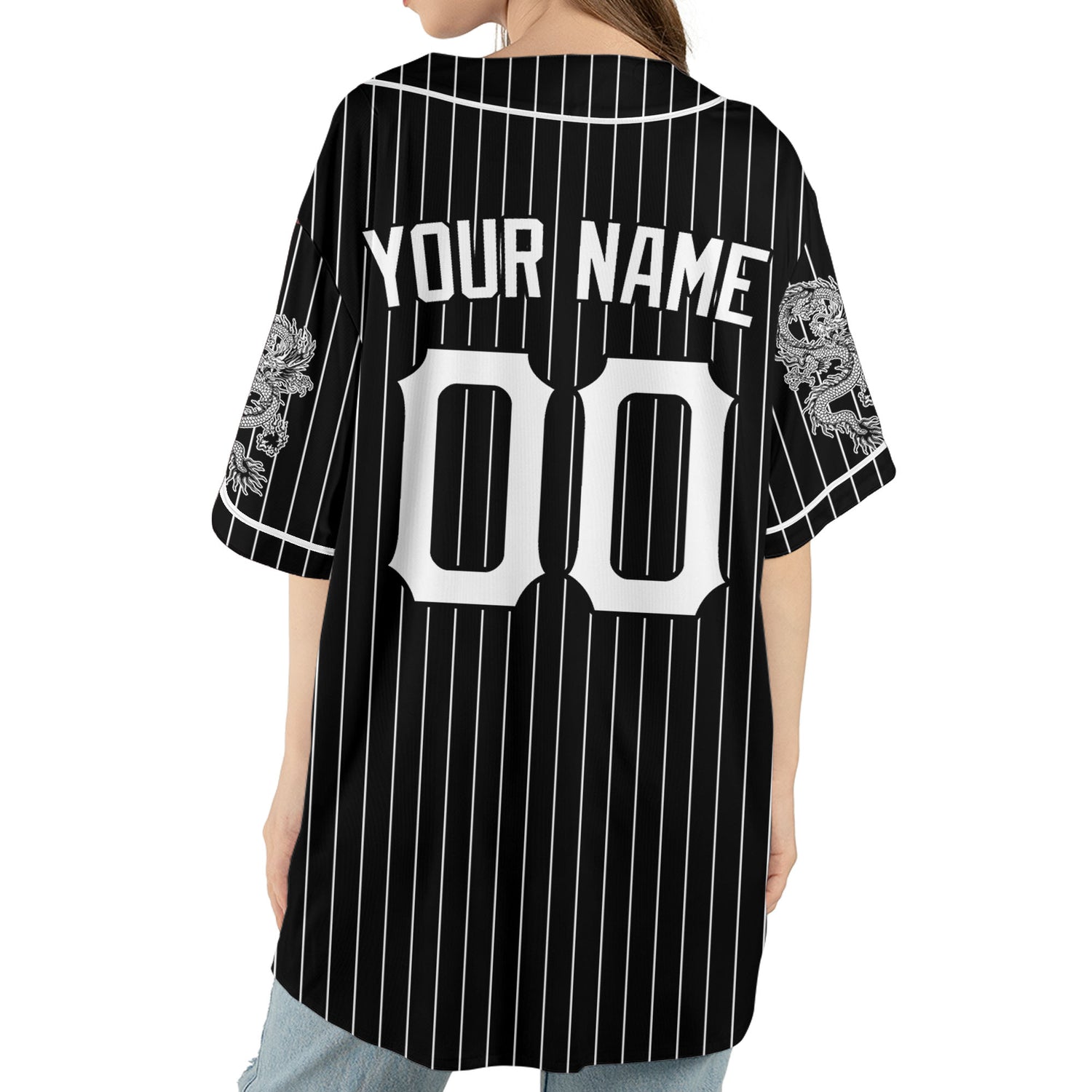 Personalize-Team-Name-And-Number-Dragon-Striped-Baseball-Cool-Sport-Black