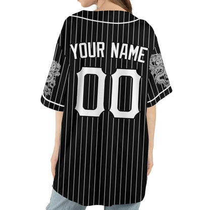 Personalize-Team-Name-And-Number-Dragon-Striped-Baseball-Cool-Sport-Black