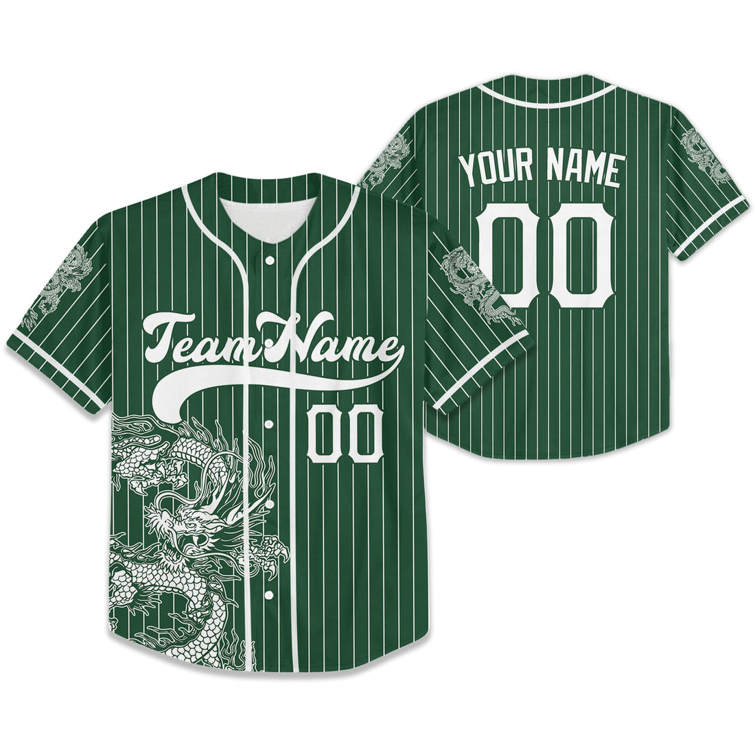 Personalize-Team-Name-And-Number-Dragon-Striped-Baseball-Cool-Sport-Green