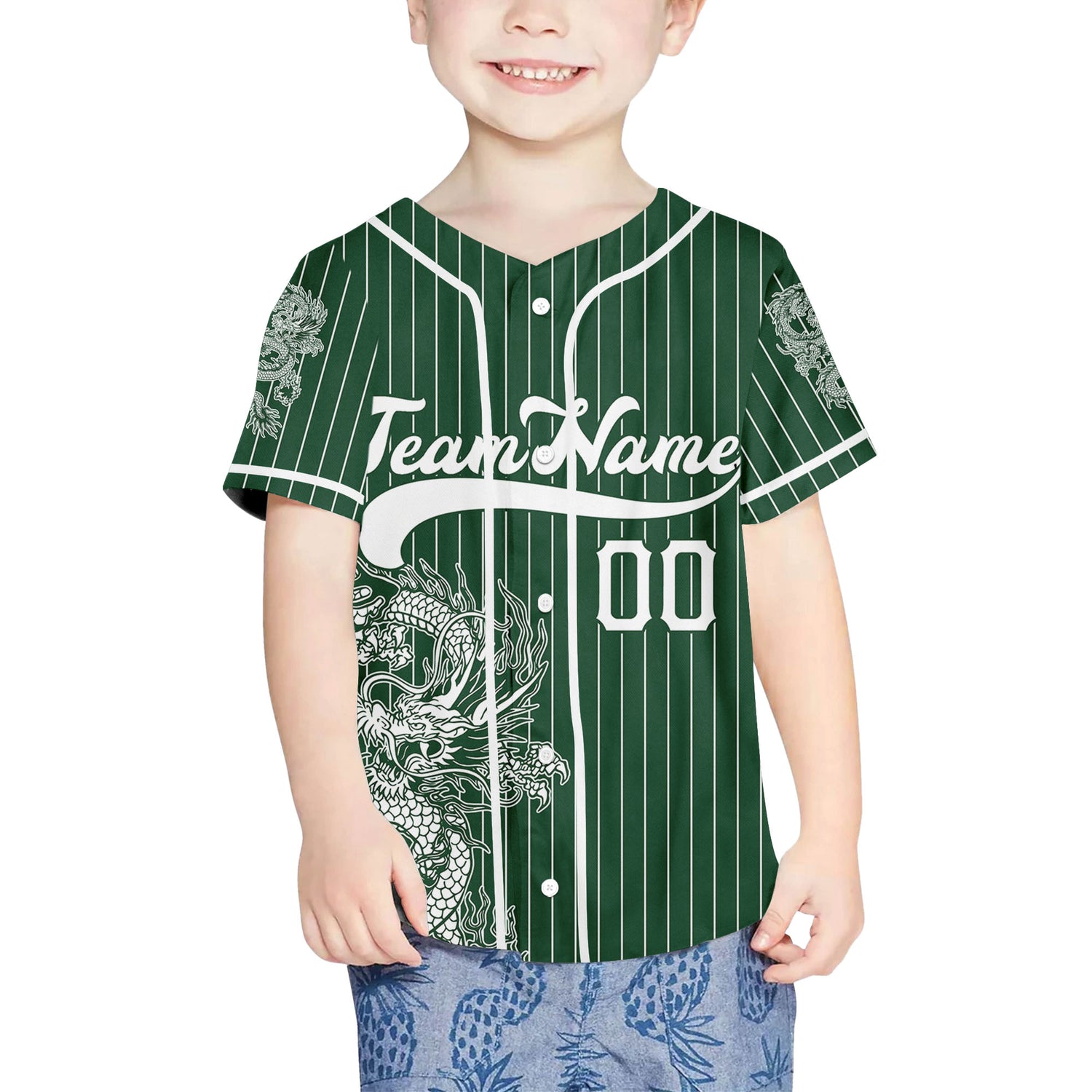 Personalize-Team-Name-And-Number-Dragon-Striped-Baseball-Cool-Sport-Green