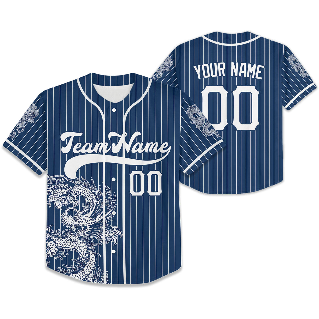 Personalize-Team-Name-And-Number-Dragon-Striped-Baseball-Cool-Sport-Navy