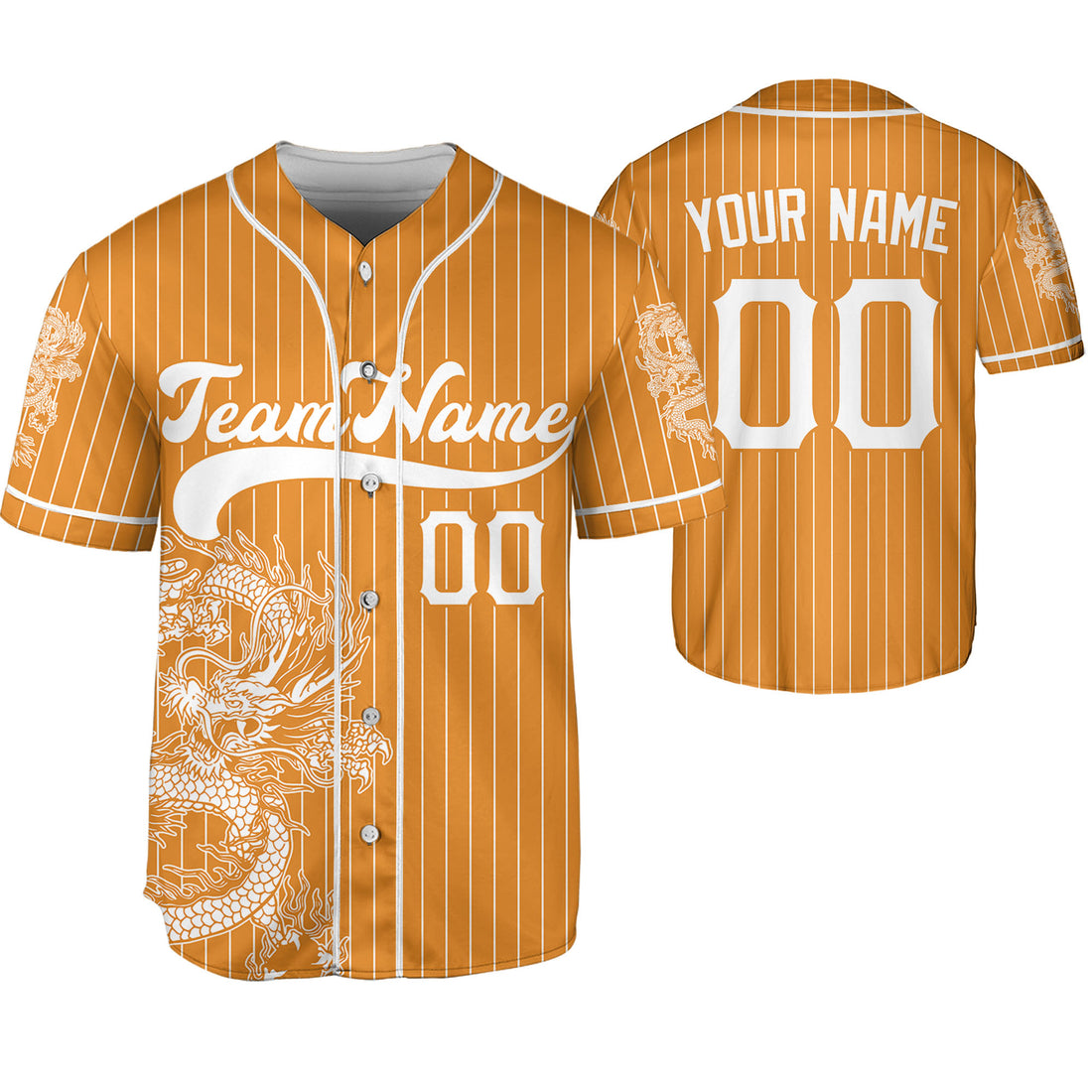 Personalize-Team-Name-And-Number-Dragon-Striped-Baseball-Cool-Sport-Orange